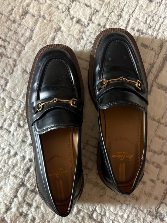 Sam Edelman Shoes - Sam Edelman chunky Black Leather Loafers with Gold Bit